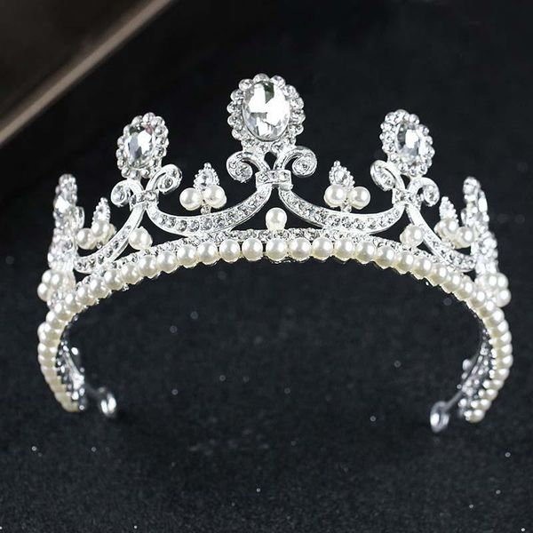 

hair clips & barrettes beauty bridal tiaras white pearl crystal bride and crown princess wedding hairbands headpiece accessories, Golden;silver
