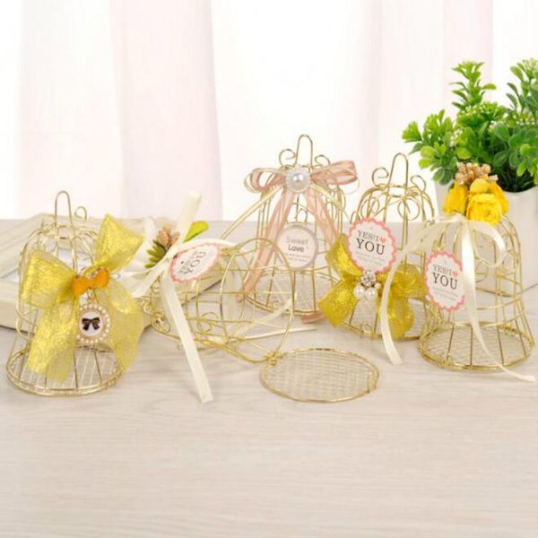 

20pcs/lot luxury white bird cage wedding party gift box favor metal candy chocolate flower decor 19030902