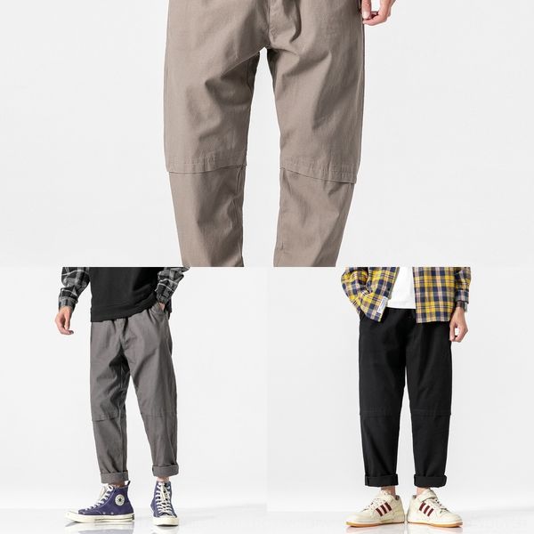 

w8oa5 xinchen fashion brand pure color loose straight tube casual versatile pants harem men's hougong fashion palace for men's kor, Blue
