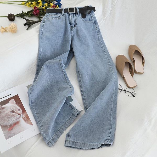 

new fashion casual female streetwear jeans vintage denim high waist jeans for women drop shipping good quality, Blue