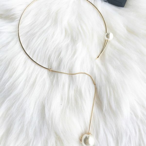 

2021 new arrival women chokers necklaces classic korean simple necklace pearl fringed necklace clavicle chain female jewelry, Silver