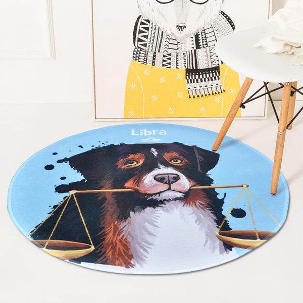 

cartoon dog constellation printing round carpets for living room computer chair area rug floor mats