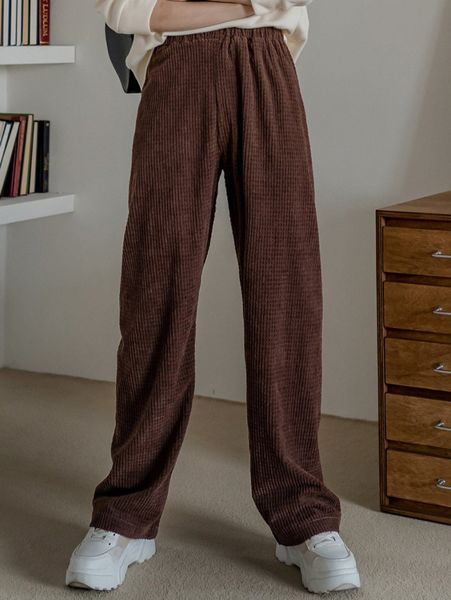 

dazy high waist corduroy straight leg pants v741#, Black;white