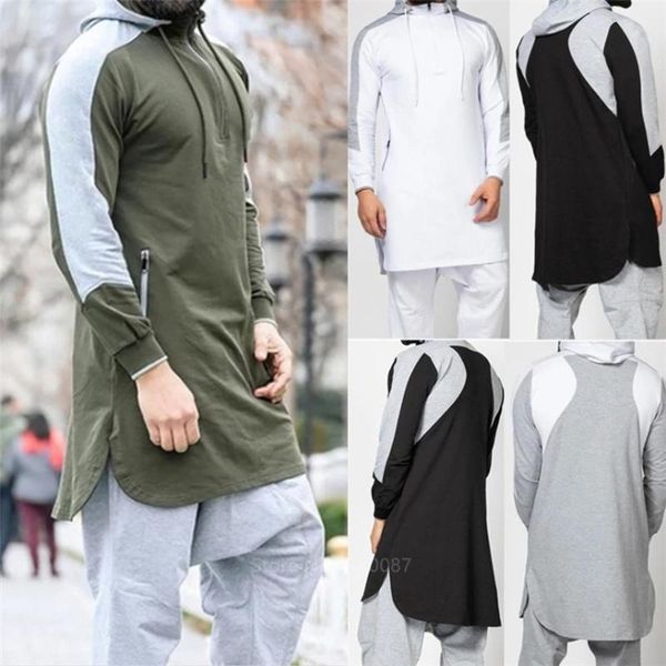 Yeni Erkekler Jubba Thobe Müslüman Arapça İslami Giyim Abaya Dubai Kaftan Kış uzun kolu In Saudi Arabistan kazak