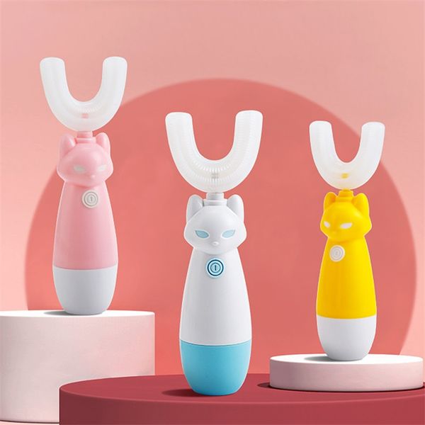 Kinder Smart Push-Button Elektrische Zahnbürste Schnuller Beißringe Baby Kind Training Reinigung Cartoon Automatische Zahnbürsten 20220224 H1