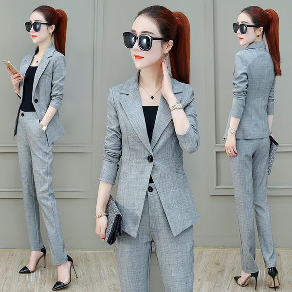 

71h77707] 2020 new spring and autumn suit temperament goddess fan xian thin professional wear two piece set, White