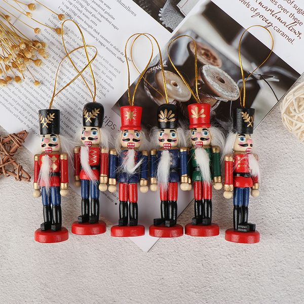 

puppet 8/10cm wooden nutcracker doll soldier kids gifts new year christmas tree pendant ornaments decoration