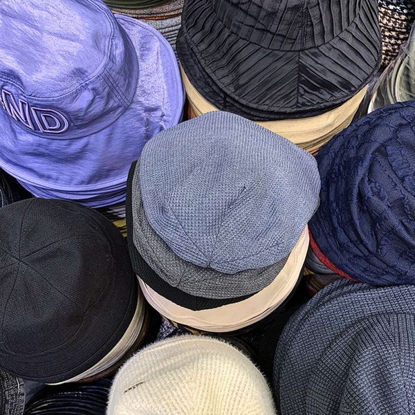 

match: to cha easy autumn and winter soft cold pullover hat, flanging, solid color, four seasons pile hat, Blue;gray