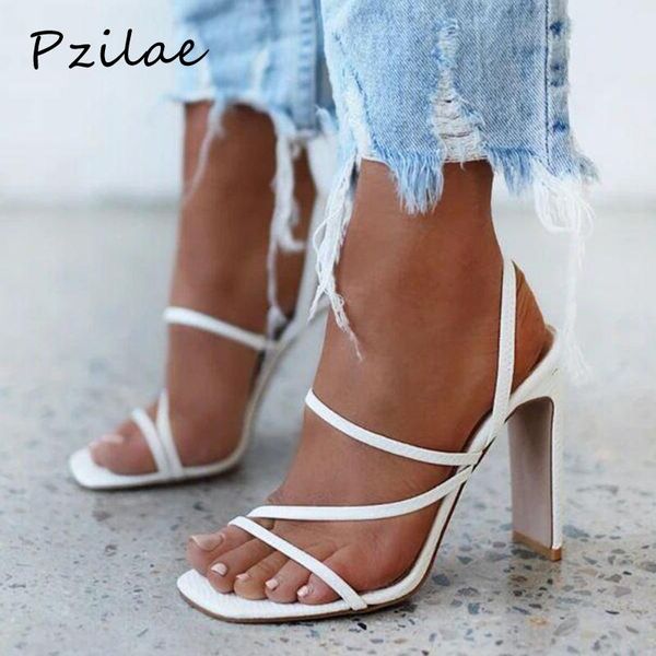 

sandals pzilae 2021 women high heels ladies shoes square open toes fashion party female lady for, Black
