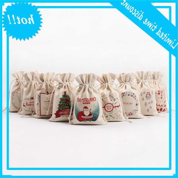

a245 printed canvas storage with drawstring mouth gift bag for christmas packing