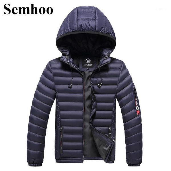 

2019 winter men's hooded headphones cotton coat thick warm solid color simple breathable windproof cotton coat plus size l---3xl1, Black