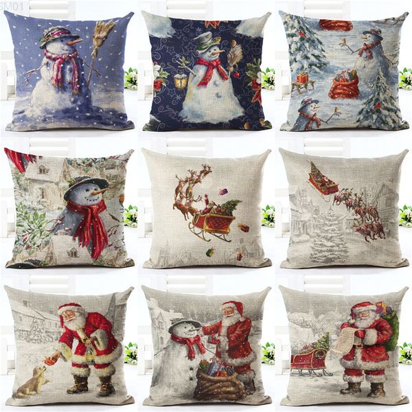 

new design gift christmas tree pillow case stug snow cushion 45x45cm flower and birds decor sleigh ride seat covers