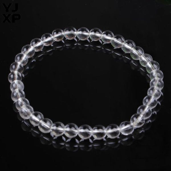 

yjxp 6-10mm round beads natural rock crystal stretchy handmade radiation-resistant bracelet fashion jewelry, Black