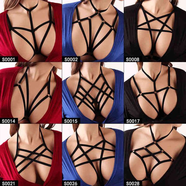

2022new pentagram sword ladies women body harness chest bondage erotic lingerie cage bra gothic garter belt, Black;white