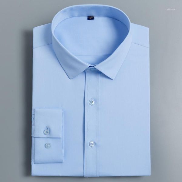 

mens long sleeve stretch easy care shirt formal business office solid wrinkle-bamboo fiber standard-fit basic dress shirts1, White;black