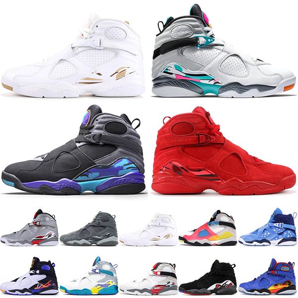 

basketball jumpman shoes 2021 men women 8 8s sport ovo white south beach valentines day aqua black retro trainers sneakers size us 13, White;red