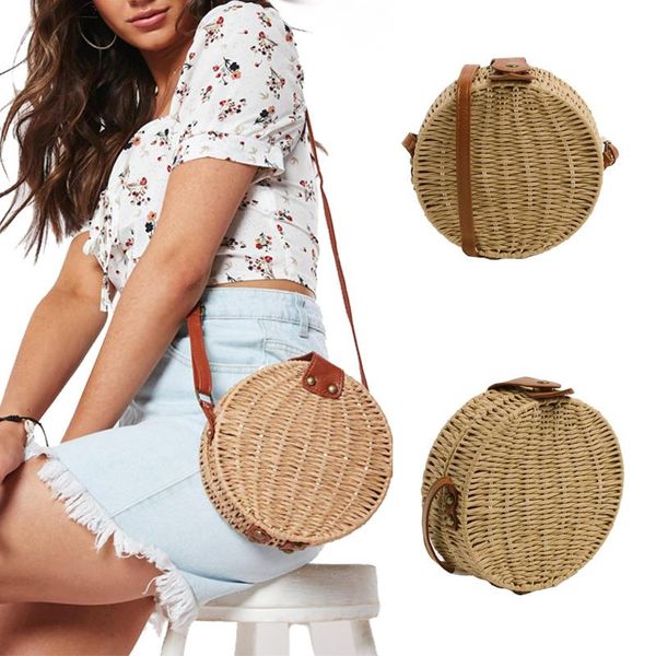 

tangde2020 round straw bag ins woven shoulder messenger bag