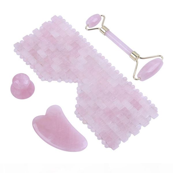 

double head facial massage roller pink crystal jade stone roller ice face body neck wrinkle removal beauty health care 5 styles