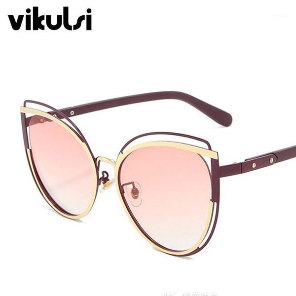 

sunglasses 2021 trendy delicately retro cat eye gradient italian hollow vintage sun glasses for women metal eyewear uv4001, White;black