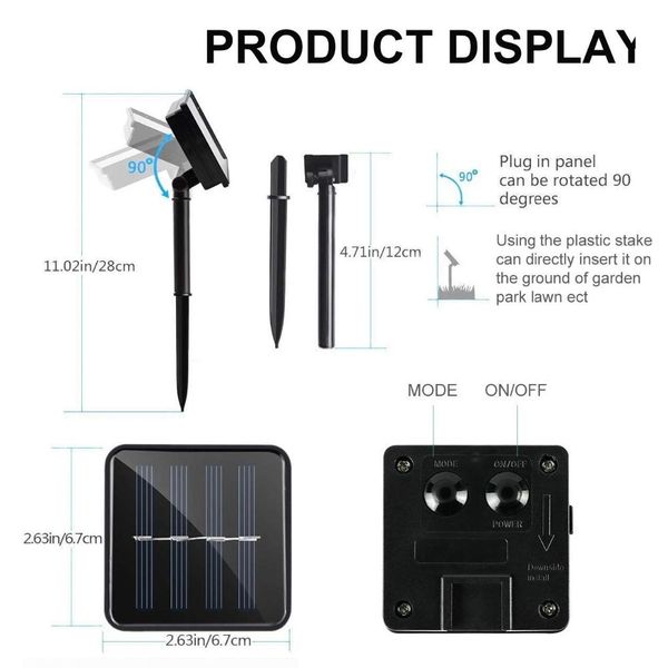 

струнный свет солнечный свет рождества водонепроницаемый 5м 10м 20м щепка провода лампы для наружного сада фея украшение партии огни кпт sqc