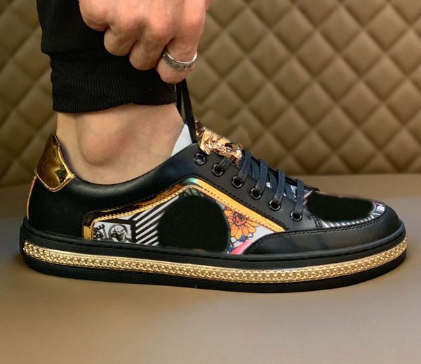 

christmas 6-12 designer real leather new arrival women men casual versac comfort british fashion shoes patent leather shoes for lady color1, Black