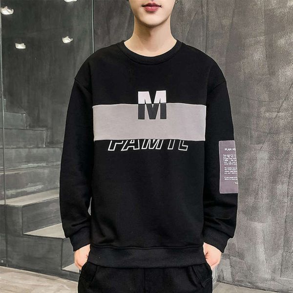 

korean ins men's spring 2020 new fashion brand loose student sports wear long sleeve t-shirt, Gray