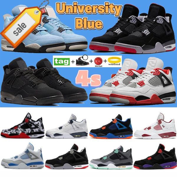 

high men 4 4s basketball shoes university blue black cat bred fire red paris pure money white cement metallic purple sport sneakers p