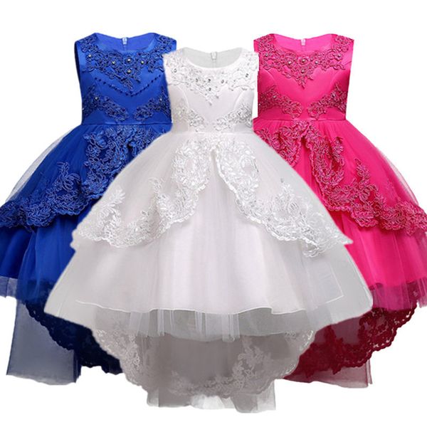 

girls clothes pearl embroidery white wedding dress children christmas clothing kids party dress baby girls princess dress t200709, Red;yellow