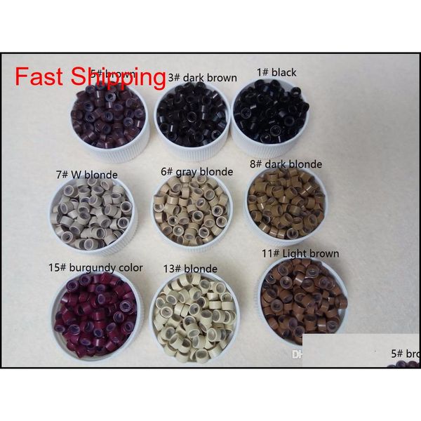 

1000pcs 5mm micro ring beads sile bead link microring for feather human ha qylnqh nana shop, Black