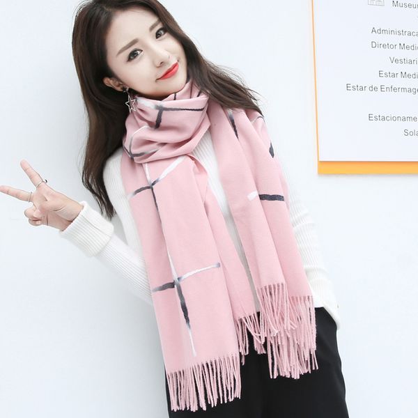 

korean version of autumn new long cashmere scarf women's shawl warm and versatile bib winter wool students, Blue;gray