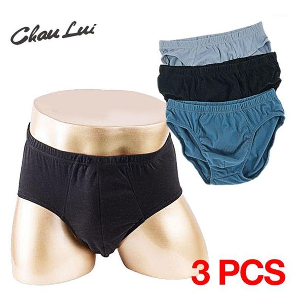 

chau lui 3pcs/lot cotton mens briefs plus size men underwear panties 4xl/5xl/6xl men's breathable panties1, Black;white