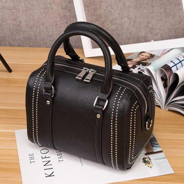 

shoulder bags women pu leather handbag fashion black messenger female rivet casual big totes bag sac a main