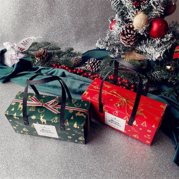 

stobag 5pcs lot red green christmas handle box party event gift cookies cake packaging for home celebrate child favor wmtxom