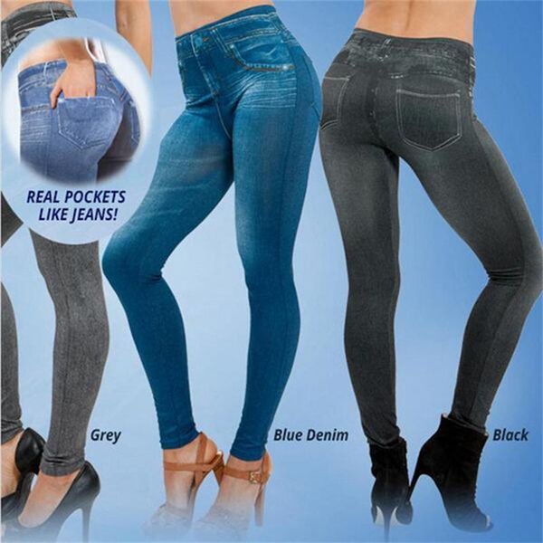 

s-3xl women fleece lined winter jegging jeans genie slim fashion jeggings leggings 2 real pockets woman fitness pants, Black