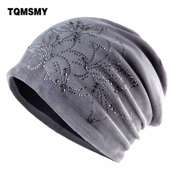 

tqmsmy brand женская beanie лилия цветок стразы шляпа женщины сияние бархат кинтовые черепости черепости женские шапочки cap cap tmdh59 y201, Blue;gray