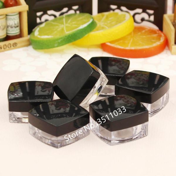 

storage bottles & jars 100pcs 50pcs plastic clear acrylic cosmetic container cream jar black cap lid small tiny bottle eye shadow sample 3g