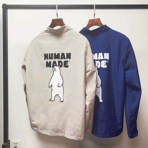 

sun tide human made back standing polar bear coach jacket men and women lovers loose, Black;brown