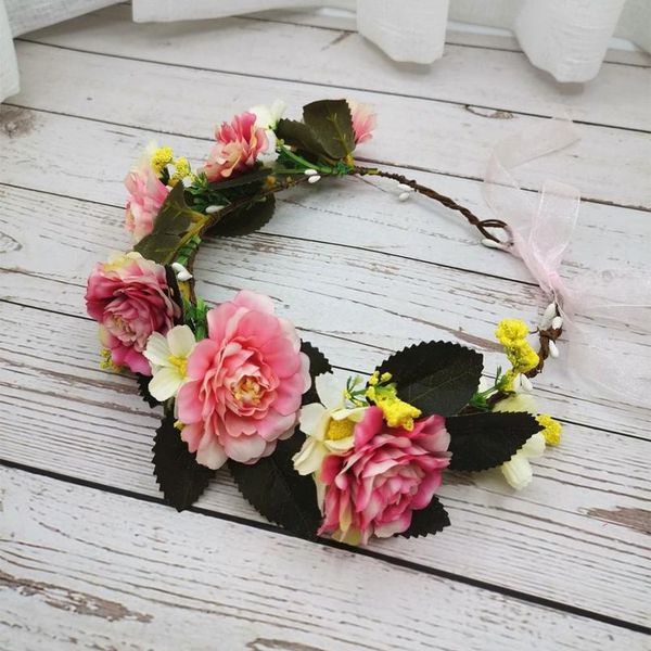 

girl's flower crown festival headband women wedding hair accessories floral garland wedding floral headwear shooti qylkag