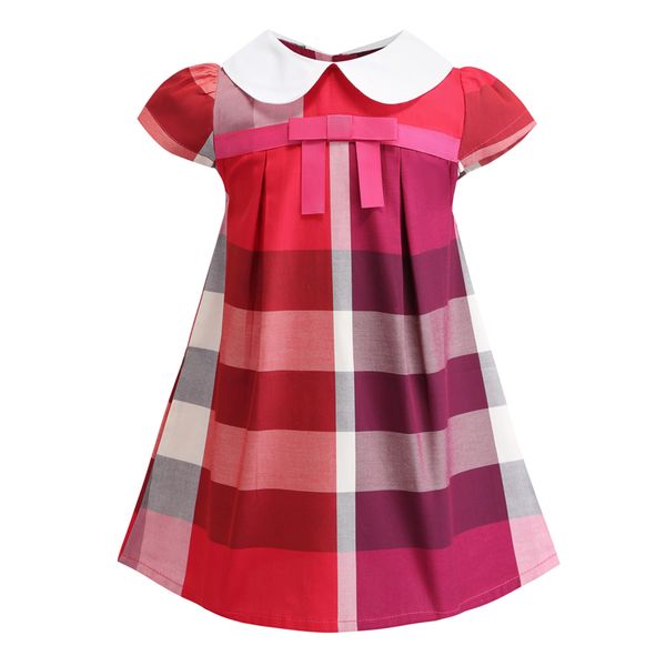 

2022 new summer plaid cotton bow dresses for baby girls casual wear kids clothing children's wear 2-6 years a-line dress cute skirt, Red;yellow