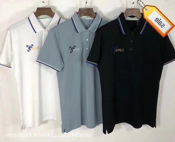 

summer new off fashion brand casual short sleeve mercerized ground cotton front embroidered back printed youth t-shirt, White;black