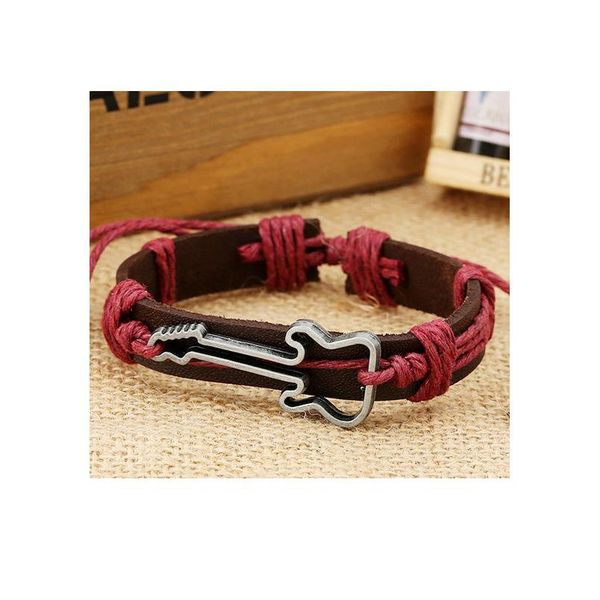 

guitar casual handmade woven vintage woven charm brown genuine leather bracelets men women jewelry wholesale acc qylhln, Golden;silver