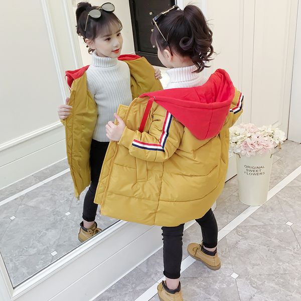 

девушки проложенных одежды 2020 новых корейская версия zhongda средней длиной иностранный стиль вниз хлопка пальто для детей утолщенного, Blue;gray