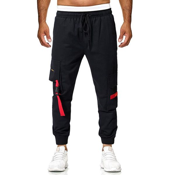 

men's pants loose multi pocket overalls foreign trade large casual leggings, Black