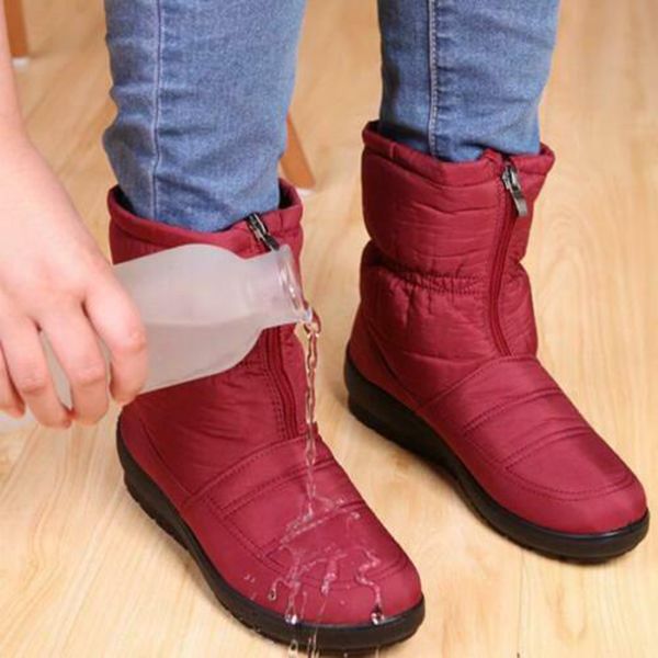 

women boots winter warm snow ankle boots anti-slip waterproof slip on outdoor shoes woman mid-calf plush shoes mujer k2, Black
