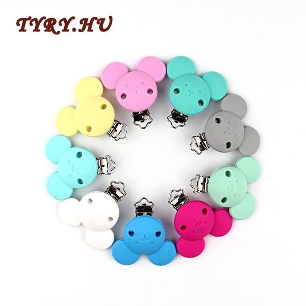

10pcs bpa silicone dummy teether pacifier chain clips diy baby mouse animal soother nursing toy accessories gifts1