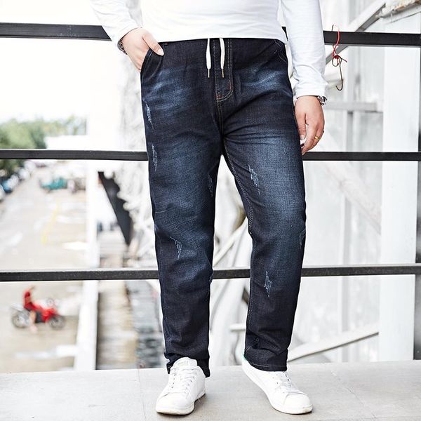 

large big size -8xl for 155kg men jeans business casual slim fit blue jeans stretch denim pants trousers classic cowboys 20181