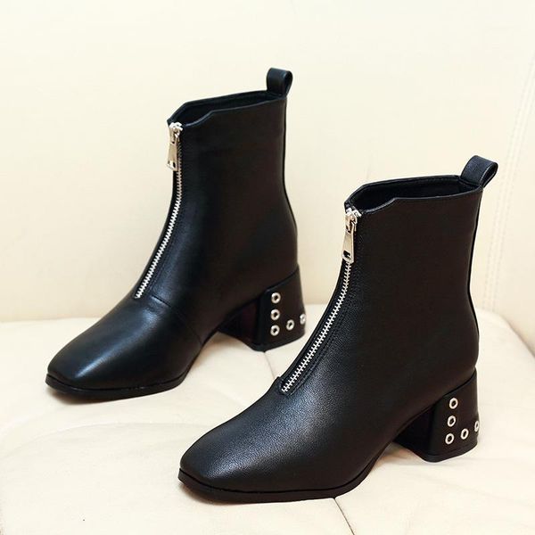 

boots new arrival 2019 autumn fashion shoes women high heels boots stiletto pumps black square toe shoes ch-b01441