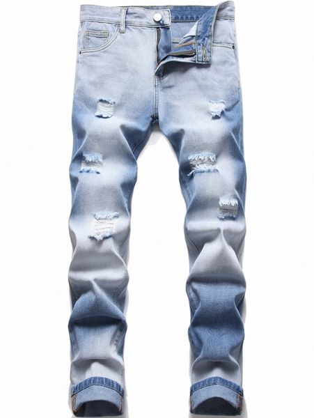 

men ripped bleach wash jeans z7vk#, Blue