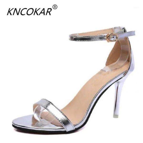 

in the summer of 2020the stiletto heel sandals, black peep-toe contracted golden high-heeled shoes buckle a word summer1