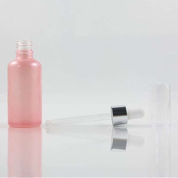 

50ml pink/olive colour oil essential perfume container liquid pipette bottle1